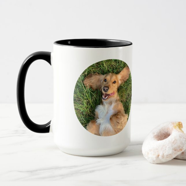 Taza Foto de perro personalizada con texto | Regalo per (Con donut)