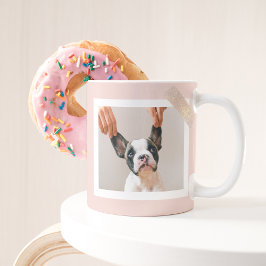 Taza Foto de perro personalizado Mug con marco rosa pas