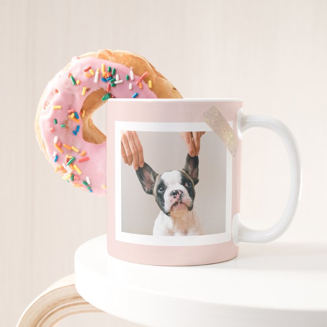 Taza Foto de perro personalizado Mug con marco rosa pas (Subido por el creador)