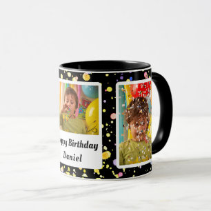 Taza Foto de Personalizable negro marcos de cumpleaños 