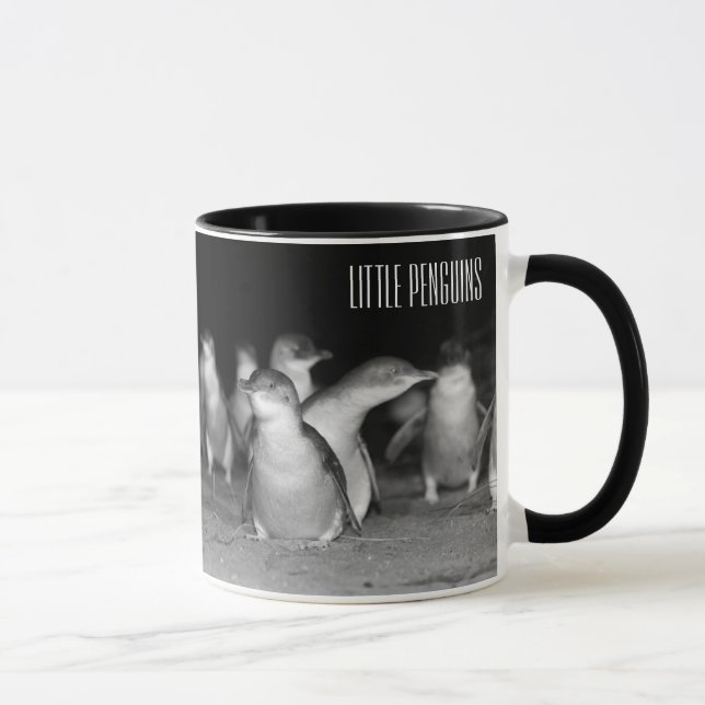 Taza Foto de pingüinos en blanco y negro (Derecha)