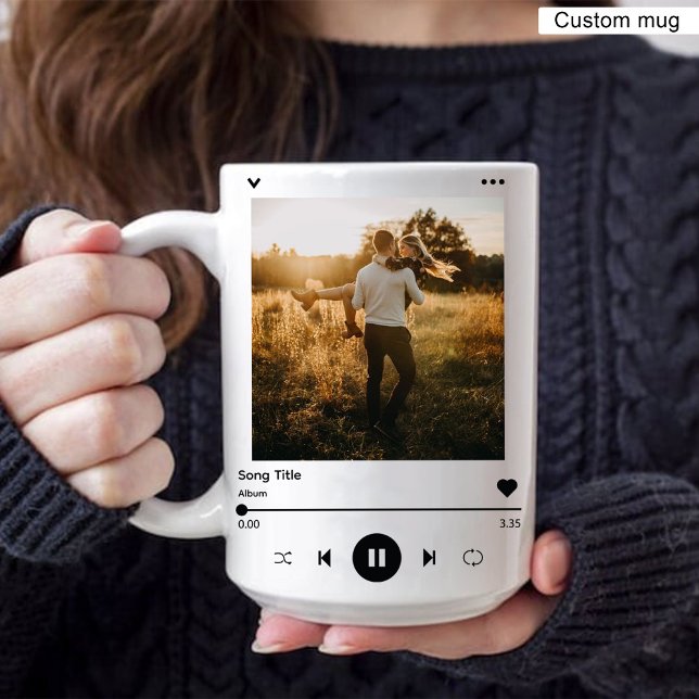Taza Foto de portada del álbum de aniversario y nombre  (Anniversary Album Cover Photo & Name Modern Coffee Mug)