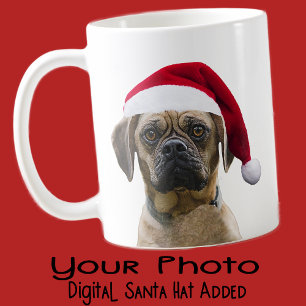 Taza Foto de tu perro con sombrero de Santa regalo de c