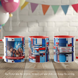 Taza Foto de vidrio manchado patriótico azul rojo 019