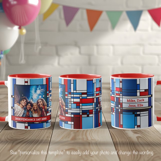 Taza Foto de vidrio manchado patriótico azul rojo 019 (Subido por el creador)