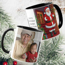 Taza Foto del abuelo sorprendida de Santa Black, café b