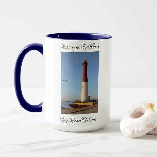 Taza Foto del faro de Barnegat (Con donut)