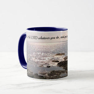 Taza Foto del Océano Atlántico con verso de éxito bíbli