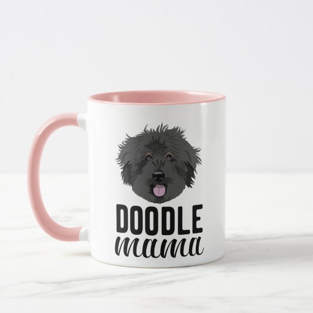 Taza Foto del Personalizado "Black Doodle Dog Mama" (Izquierda)