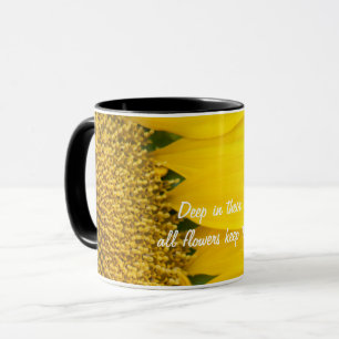 Taza Foto del primer del girasol y cita inspiradora