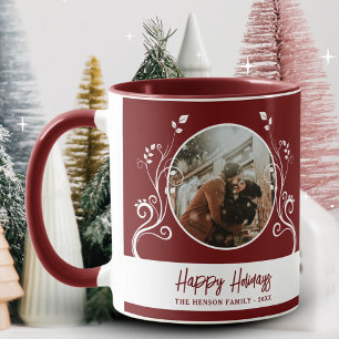 Taza Foto familiar festiva de vacaciones con follaje ro