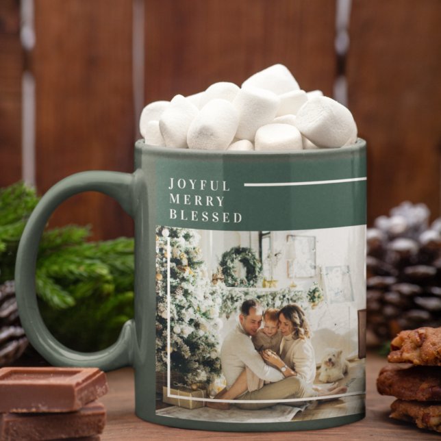 Taza Foto familiar moderna | Joyful Merry Blessed | Ver (Subido por el creador)