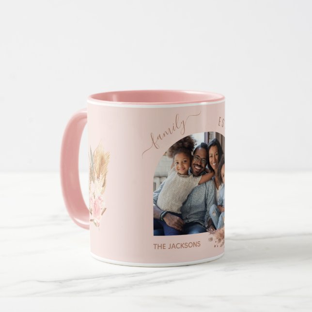 Taza Foto familiar pampas hierba rosa floros rosados de (Anverso izquierdo)