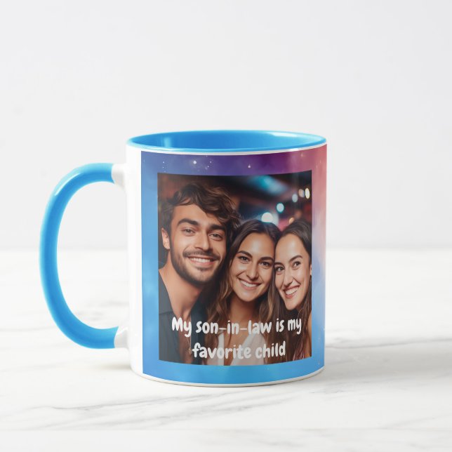 Taza Foto favorita de yerno Mensaje moderno 2002 (Izquierda)