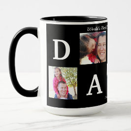 Taza Foto MEJOR Café Collage DADDY Día del Padre Negro