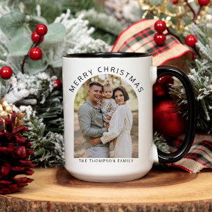 Taza Foto Minimalista moderna café navideño Feliz