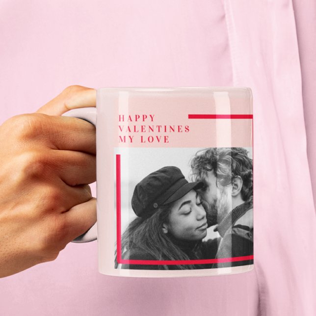Taza Foto moderna | Regalo de San Valentín Red & Pink H (Subido por el creador)