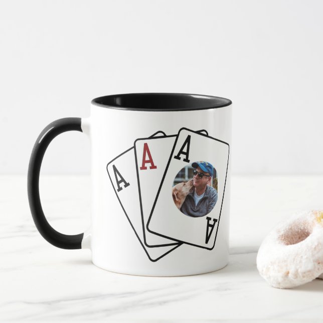 Taza Foto Mug con tres ases: idea de regalo del Día del (Con donut)