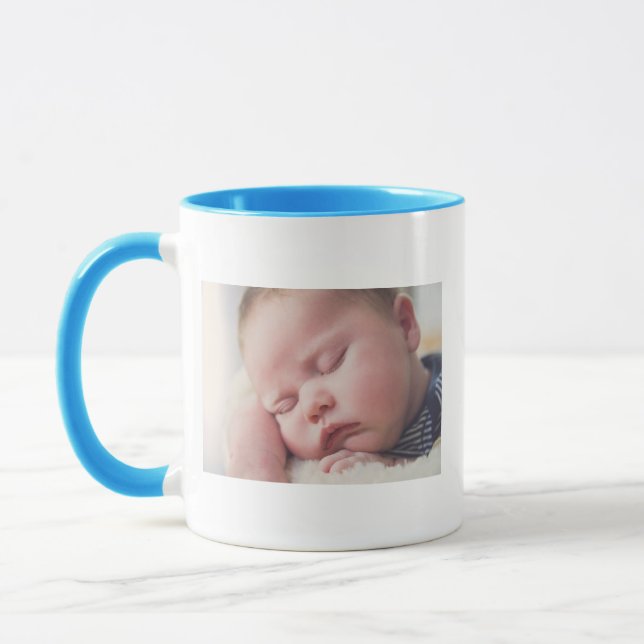 Taza Foto, nombre y fecha del Recién nacido personaliza (Izquierda)