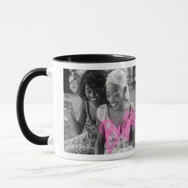 Taza Foto personalizada "Besties" en blanco y negro (Izquierda)