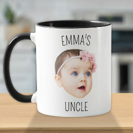 Taza Foto personalizada de bebé con cara para nuevo tío