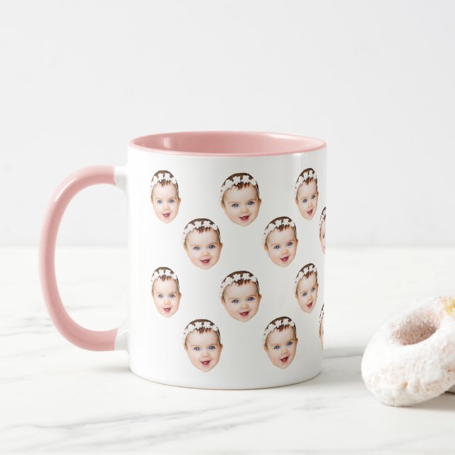 Taza Foto personalizada de la niña de la cara (Con donut)