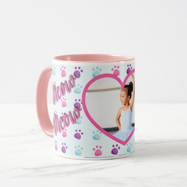 Taza Foto personalizada de Meow Meow Kitty Cat (Anverso izquierdo)