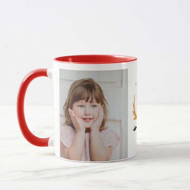 Taza Foto personalizada de niños Navidades rojos (Izquierda)