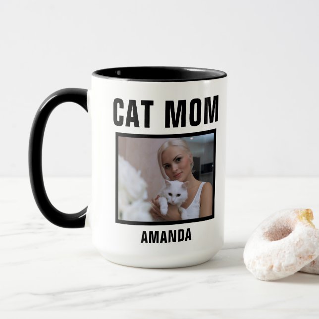 Taza Foto personalizada de Personalizado para gatos (Con donut)