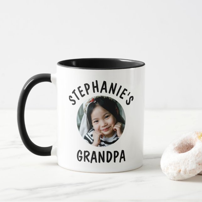Taza Foto personalizada de trendy para abuelo (Con donut)