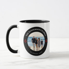Taza Foto personalizada en círculo negro con ancla roja