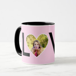 Taza Foto personalizada en marco de corazón de color ro