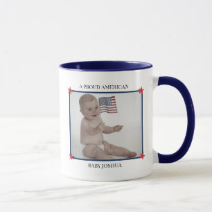Taza Foto personalizada patriótica bebé primer 4 de jul