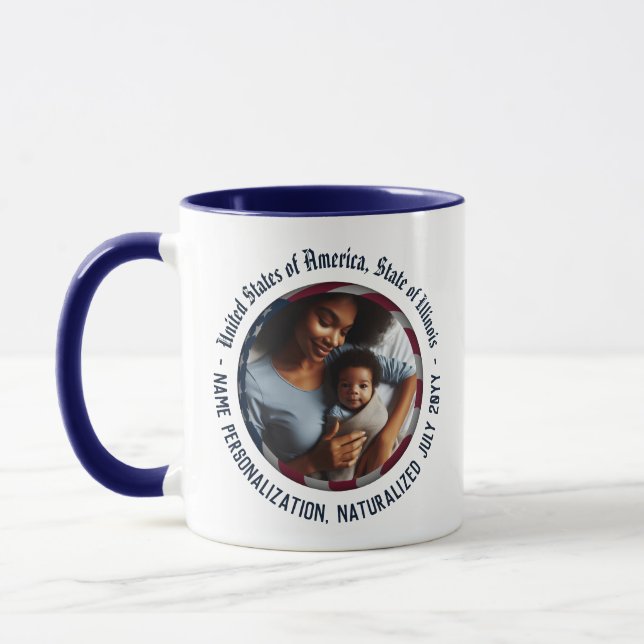 Taza Foto personalizada Patriótico Bandera Estadouniden (Izquierda)
