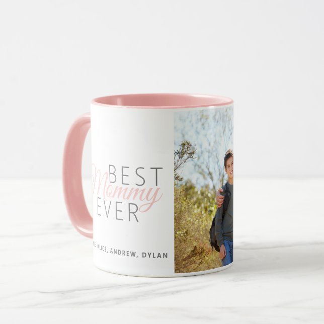 Taza Foto personalizada Rubor Pink Best Mommy Ever (Anverso izquierdo)