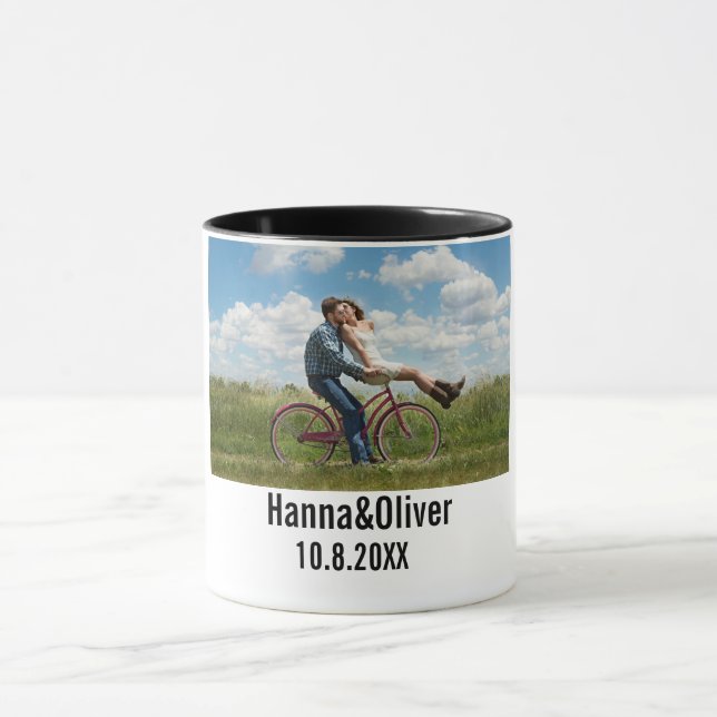 Taza Foto personalizada y bloqueo de texto (Centro)