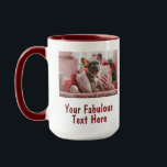 Taza Foto personalizada y rojo del texto<br><div class="desc">Personalizado tu foto y Navidades de texto REd Coffee Mug. Cualquier tipo de letra,  cualquier fondo,  cualquier formato de imagen y tamaño.</div>