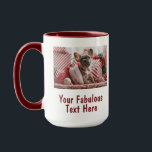 Taza Foto personalizada y rojo del texto<br><div class="desc">Personalizado tu foto y Navidades de texto REd Coffee Mug. Cualquier tipo de letra,  cualquier fondo,  cualquier formato de imagen y tamaño.</div>