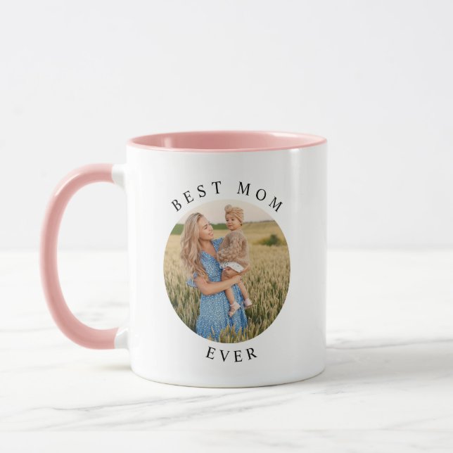Taza Foto redonda moderna HARPER Mejor Mamá Café Mug (Izquierda)