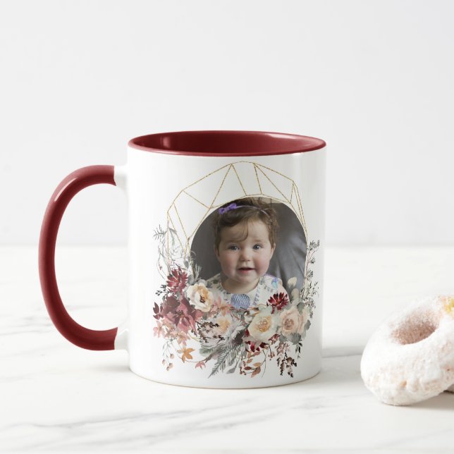 Taza Foto romántica floral (Con donut)