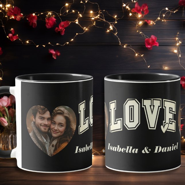 Taza Foto romántica y nombre amor San Valentín (Romantic Photo & Name Love Valentine's Mug)