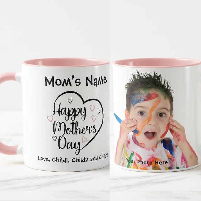 Taza Foto rosa del Personalizable del corazón del Día d (Subido por el creador)