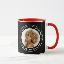Taza Foto Texto Corazón Me encanta mi novia increíble