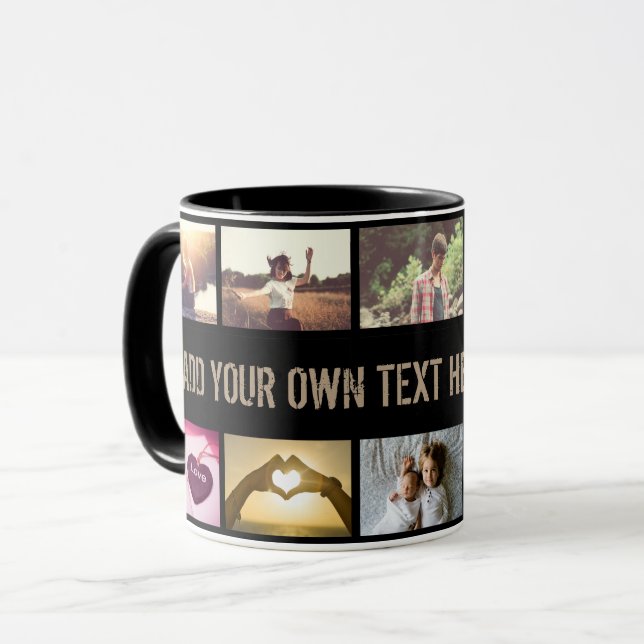 Taza Foto y mensaje negro moderno (Anverso izquierdo)