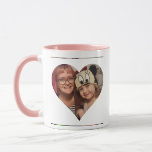 Taza Foto y mensaje personalizado del corazón para mamá
