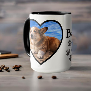 Taza Foto y nombre de perro Fotograma cardíaco de Valen