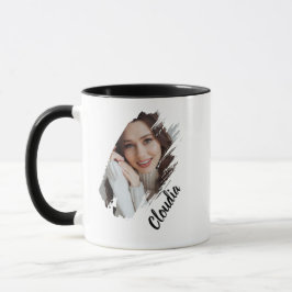 Taza Foto y nombre personalizados con pincelada moderna