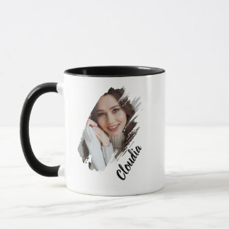 Taza Foto y nombre personalizados con pincelada moderna
