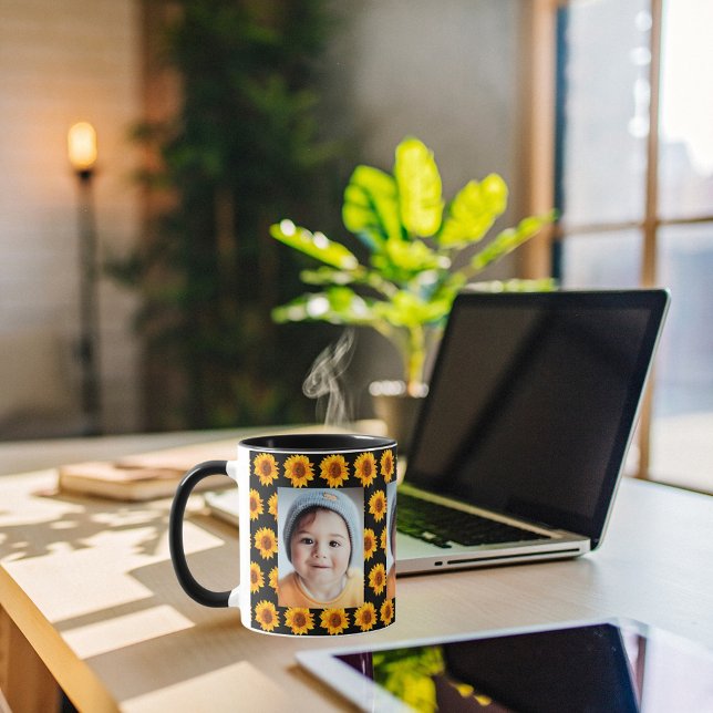 Taza Fotografía amarilla de girasoles negra (Subido por el creador)