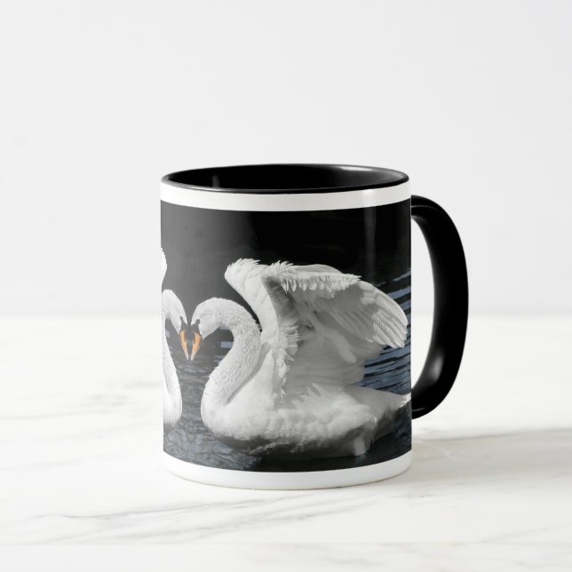 Taza Fotografía animal de espejo de cisne blanco silenc (Anverso derecho)